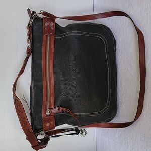 Brighton black/brown pebbled leather shoulder handbag
